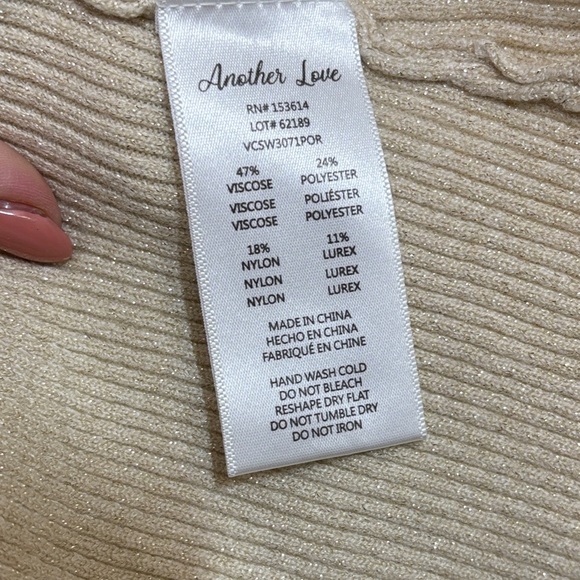 Another Love Cream Fitted Ribbed Blouse - Picture 4 of 4